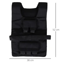 HOMCOM 20 kg trainingsvest, gewichtsvest, verstelbaar, krachttraining, fitness, Oxford, ijzer, zwart, 36 x 52 cm(m-3)