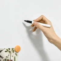 HOMCOM Tableau blanc aimante magnetique panneau blanc polyvalent avec 4 feutres 1 brosse tableau et 10 aimants cadre en aluminium solide 90 x 60 cm(m-8)
