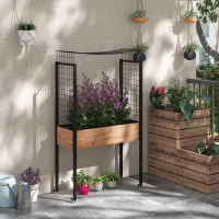 Outsunny Huerto Urbano Elevado con Enrejado Mesa Jardinera con Ruedas con Orificios de Drenaje para Plantas 110x49x190 cm Marrón(m-10)
