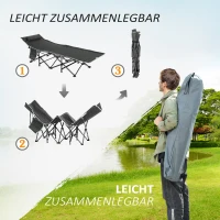 Outsunny Campingbed, Opvouwbaar met Kussen, 188 x 64,5 x 53 cm, Donkerblauw+Grijs(m-6)