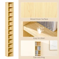 HOMCOM 204 CD Tall Narrow Media Storage Tower - Oak Tone(m-5)