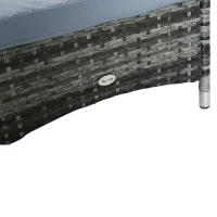 Outsunny Gartenliege mit Auflage, verstellbare Rückenlehne, Metallgestell, Polyrattan, grau, 200 x 73 x 103 cm(m-8)