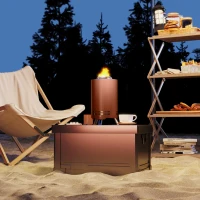 Outsunny Smokeless Fire Pit, 16 x 16 cm Stainless Steel Portable Wood Burning Firepit with Poker, Wood or Pellet Fuelled Tabletop Fire Pit for Garden Camping Bonfire Party, Red(m-10)