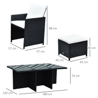 Outsunny Poly-rotan zitgroep 27-delig Zitset met kussens, tuinmeubelen in zwart aluminium(m-3)