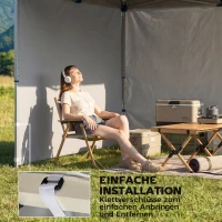Outsunny 3-delige set zijwanden met ritssluiting voor 3 x 3 m paviljoen, Donkerblauw(m-7)