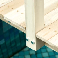 Outsunny Ponticello di Legno per Giardino Passerella Curva con Ringhiera, 228x75x110cm Colore Legno Naturale(m-7)