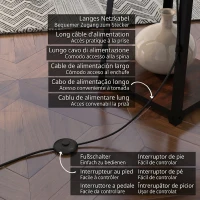 HOMCOM Lampă de Podea din Metal și MDF cu 3 Rafturi și Abajur din Material Textil, Ø42x166 cm, Negru și Bej(m-6)