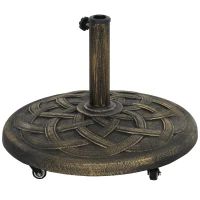 Outsunny Bază pentru Umbrelă din Rășină de 20 kg, Rotundă, cu Roți și Frâne, Bronz(m-12)