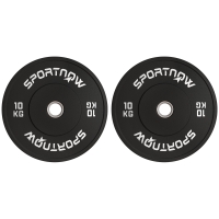 SPORTNOW Set Halterschijven, 2 x 10 kg, Olympische Standaard, Rubber, Geluidsarm, Zwart