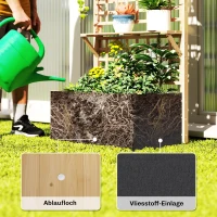 Outsunny Hoogbed met klimrek & hangend dak, houten bloembak met 2 planken, afvoergaten 76 x 43,5 x 177 cm(m-7)