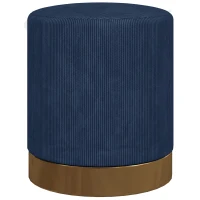 HOMCOM Soft Padded Corduroy Footstool - Dark Blue(m-1)