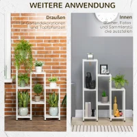 Outsunny Bloemenstandaard, Plantenstandaard, 7 Niveaus, voor Binnen- en Buitengebruik, Staal, wit, 65 x 23 x 94,5 cm(m-6)