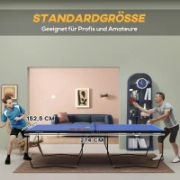 SPORTNOW Tafeltennistafel, opvouwbaar, 8 wielen, gepoedercoat stalen frame, MDF, 274 x 152,5 x 76 cm, Blauw(m-4)