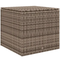 Outsunny Baule da Esterno in Rattan PE e Acciaio con Fodera Interna, 75x75x70 cm, Nero e color Sabbia(m-1)