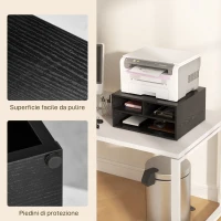 HOMCOM Mobile Porta Stampante da Ufficio con 3 Ripiani Aperti a 2 Livelli, 47x40x22.5 cm, Nero(m-5)