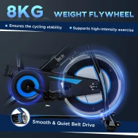 HOMCOM Stationary Exercise Bike, 8kg Flywheel Indoor Cycling Workout Fitness Bike, Adjustable Resistance Cardio Exercise Machine w/ LCD Monitor Pad and Phone Holder for Home, Gym, Office, Black(m-6)