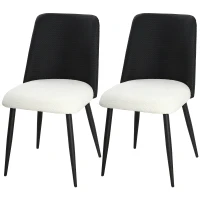 HOMCOM Juego de 2 Sillas de Cocina con Respaldo de PU de Imitación Ratán Patas de Acero y Asiento Acolchado Negro y Beige(m-11)