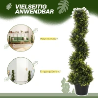 Outsunny Kunstmatige spiraalplant, Spiraalvormige cederboom met pot, 90 cm, Kunstmatige ceder voor buiten- en binnendecoratie, Groen(m-4)