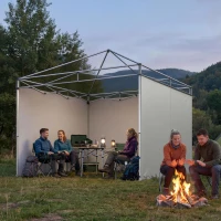 Outsunny Set van 3 zijwanden met rits voor 3 x 3 m paviljoen, Lichtgrijs(m-8)