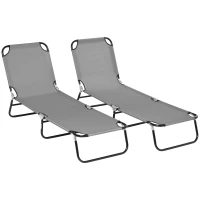 Outsunny 2-pack opvouwbare ligstoel met 5-standen verstelbare rugleuning tot 120 kg draagvermogen(m-1)