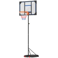 AIYAPLAY Panier de basket pour enfants, hauteur réglable de 210-260 cm extérieur et intérieur avec roues, base de lestage, bleu(m-11)