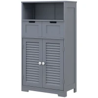 kleankin Three-Part Bathroom Storage Unit, with Shelf, Drawers & Cupboard - Grey(m-11)
