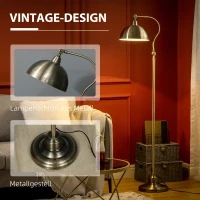 HOMCOM vloerlamp in vintage design, verstelbare hoek, messinglook, 42 cm x 25,5 cm x 152 cm, brons(m-5)
