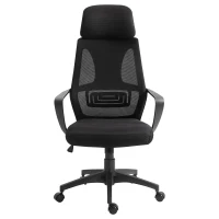 Vinsetto Chaise bureau ergonomique, fauteuil de bureau en maille, appui-tête, hauteur réglable, 64 x 55 x 116-126 cm, noir(m-11)