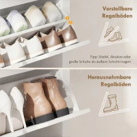 HOMCOM Schoenenkast Schoenenrek Schoenenopslag, 3 vakken, 18 paar schoenen, 72 cm x 26 cm x 112 cm, Wit + Bruin(m-5)