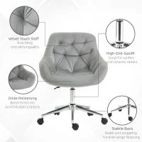 Vinsetto computerstoel in hoogte verstelbare kantoorstoel schuimstof metaal polyester grijs(m-6)