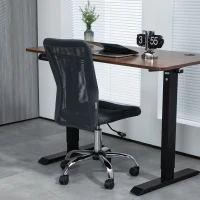 Vinsetto Chaise de bureau ergonomique hauteur réglable piètement chromé pivotant 360° revêtement maille gris foncé(m-6)