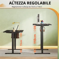 Scrivania elettrica regolabile in altezza, 3 memorie di altezza e controller LED, 140x70x72-118 cm, Nero(m-5)