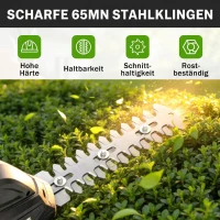 Outsunny 2-in-1 Elektrische Heggen- en Struikschaar met 2 x 7,2V Oplaadbare 2,0 Ah Accu, 2 Verwisselbare Messen Zwart(m-6)