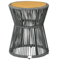 Outsunny tuintafel in boho-stijl, weerbestendig, PE-rotan, 39 cm x 39 cm x 49 cm, zwart+ naturel(m-10)