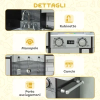 AIYAPLAY Cucina Giocattolo per Bambini 3-8 Anni in Legno con Accessori, Frigo, Lavandino e Manopole con Suoni, Marrone(m-8)