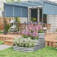 Outsunny Houten Plantenbak met 3 Niveaus, 158 cm x 109 cm x 82 cm, Zilverkleurig(m-8)