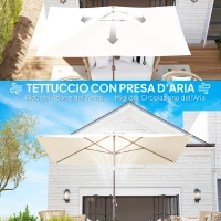 Outsunny Telo di Ricambio per Ombrellone Rettangolare 3x2 m a 6 Stecche, Poliestere Anti UV 50+, Beige(m-7)