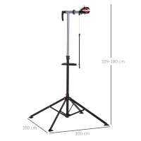 HOMCOM Soporte de Reparación Caballete para Bicicleta con Altura Ajustable y Giratorio 100x100x109-180 cm Negro(m-3)