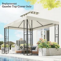 Outsunny Toldo de Recambio 4x3 m con Techo Doble Orificios de Drenaje y Protección UV Solo Toldo NO Incluye Marco Crema(m-10)