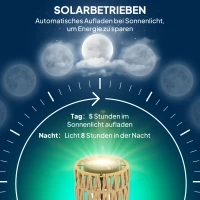 Outsunny Staande Solarlamp Rattan met Lichtsensor, 3-lamps in Boho-Stijl IP44 Ø37 x 144H cm(m-5)