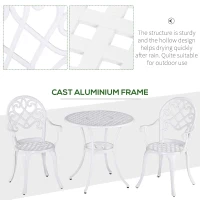 Outsunny Three-Piece Elegant Aluminium Garden Set - White(m-5)