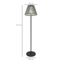 Outsunny Solar Staande Lamp Rotan met Lichtsensor 25 LED-Lichten Solarlamp in Boho-Stijl Ø33 x 135 cm(m-3)