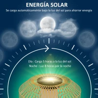 Outsunny Lámpara de Jardín de Ratán Sintético con Luces LED Encendido y Apagado Automático Diseño Bohemio Ø30x55 cm Natural(m-4)