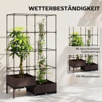 Outsunny Verhoogd plantenbed met klimrek, afvoeropeningen, kunststof plantenbak 100 x 50 x 174 cm(m-7)