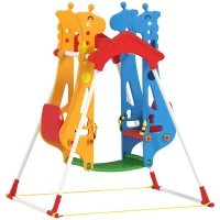 AIYAPLAY Balançoire pour Enfants, Portique Balançoire Enfants 3-5 Ans avec Double Siège Face à Face, 114x94x134,5cm, Multicolore(m-13)