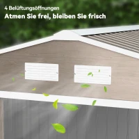 Outsunny Tuinschuur met 2 Schuifdeuren, 4 Ramen, Weerbestendig, Metalen Constructie, 2,7 x 1,9 x 1,9 m, Bruin(m-8)