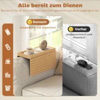 HOMCOM armleuning-dienblad voor banken, voor drankjes, snacks, afstandsbediening, bamboehout(m-5)