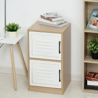 HOMCOM Caisson de bureau rangement bureau 2 portes métal blanc dim. 38L x 39I x 68H cm panneaux particules bois clair(m-9)