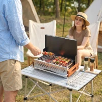 Outsunny Portable BBQ Grill, Folding Charcoal Barbecue Grill with Removable Charcoal Basin for Camping Picnic Garden Party, Black(m-10)