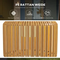 Outsunny Rieten Buitenlamp, Zonne Tuinlamp, Automatische Aan/Uit, LED, Weerbestendig, Metalen Frame, Ø34 x 130cm, Zwart/Geel(m-4)